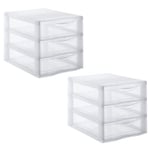 Sundis Orgamix, lot de 2 tours de rangement en plastique transparent, 3 tiroirs format papier A4, hauteur 25,5 cm, superposables, idéales rangement bureau, cours, documents, fournitures