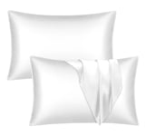 Imperial Rooms Satin Pillowcase 2 Pack – Satin Silk Pillowcases for Hair and Skin, Gifts for Women – White Pillow cases with Envelope Closure (50x75 cm)