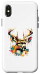 Coque pour iPhone X/XS Splash Art Cerf de Virginie Queue blanche