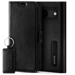 SURAZO Étui de Protection Fin magnétique pour Google Pixel 8a - en Cuir véritable - Pliable - avec Compartiment pour Cartes, Protection RFID, Porte-clés - Étui à Rabat en Cuir (Noir)