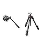 Manfrotto MVH500AH, Lightweight Fluid Video Head with Flat Base, Sliding Plate for Rapid Camera Connection, Supports Multiple Tripods with Travel Tripod for Content Creation, Professional Photography