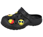 Kids Girls Boys Summer Beach Clogs Garden Mules Pool Shoes Sandals (Black Smiley Faces, Numeric_11)