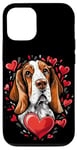 Coque pour iPhone 12/12 Pro Coeurs de Basset Hound pour la Saint-Valentin