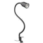 B.K.Licht lampe de lecture LED, pivotante & inclinable avec bras flexible, avec ampoule LED GU10 5W, 3000K, lampe à pince pour bureau & chevet, noir-mat