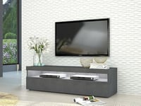 Dmora - TV stand Gioele, Low sideboard for living room with 1 door, TV stand base, 100% Made in Italy, cm 130x45h36, Ash Gray