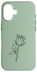 Coque pour iPhone 16 Rose noire abstraite dessin minimaliste Line Art