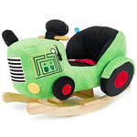 BIECO Peluche Animal à Bascule Tracteur | Cheval a Bascule Bebe 1 an | Cheval à Bascule Animal a Bascule Bebe Animaux a Bascule Enfant Cheval Bascule Bois Grand Cheval à Bascule Monter