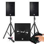 Pack SONO DJ BM SONIC BMS-1815 - 2700W Enceintes 15" Caisson/SUB 18" +Pieds - USB/BLUETOOTH - TABLE DE MIXAGE PRONOMIC 4 Canaux