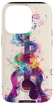 Coque pour iPhone 14 Pro Guitare ethnique vintage violette avec motif fumé coloré