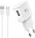 Chargeur Rapide Pour Samsung 15W + Usb C Cable, Ultra Charge Prise Compatible Avec Samsung Galaxy S20 S10 S10 Se S9 S8 A53 A52S A51 A50 A41 A40 Note 8/9, Note10 20 Blanc