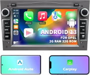 Autoradio pour Opel Astra Corsa Zafira,système Android 13 2G+32Go avec Navigation GPS CarPlay Android Auto WiFi Bluetooth MirrorLink,écran Tactile 7 Pouces Radio FM Commande au Volant,Gris