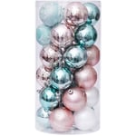 Yzmrbdqc - Lot de 30 boules de Noël décoratives, 60 mm, peinture délicate et paillettes, décorations de boules de Noël incassables, pour arbre de