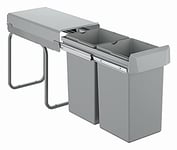 GROHE Blue Poubelle de Cuisine, Tri sélectif, Double Compartiment 2X15L, Installation au sol derrière une porte battante d'au moins 30cm, Compatible avec GROHE Blue Home, Gris, 40855000