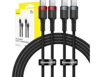 Baseus Cafule Usb-C / Usb-C 100W 2 M Cable - Red-Black And Black-Gray (2 Pcs)