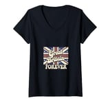 Womens United Kingdom Flag Great Britain Forever UK Flag Memes V-Neck T-Shirt