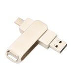 Puhelimen Memory Stick USB 3.0 Type C 2 in 1 Metallinen pyörivä kannettava flash-asema tablet-laitteille Kuvien tallennus Hopea 64 Gt