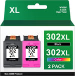 Lot de 302 Cartouches d'encre XL 302XL de Rechange pour HP 302 Noir et Couleur pour HP Envy 4525 4520 4522 4523 4524 Officejet 3830 3831 3833 Deskjet 3630 3636 3638 1110(Q1438)