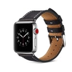 Apple Watch 45mm Series 9 Armband i äkta läder, svart