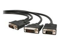 Startech.Com 6 Ft Dvi-I Male To Dvi-D Male And Hd15 Vga Male Video Splitter Cable - Dvi To Vga Connector - 6Ft Dvi To Vga Cable (Dvivgaymm6) - Dvi-Delare - Dvi-I (Hane) Till Hd-15 (Vga), Dvi-D (Hane) - 1.8 M - Tumskruvar - Svart