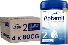 Aptamil Advanced 2 Follow On Baby Milk Powder Formula, 6-12 Months, 800g x 4