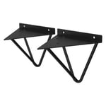 2 Support d'Etagere d'angle triangle en métal noir avec vis 160mm