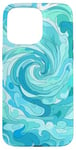 iPhone 15 Pro Max Swirl Blue Color Illustration Pattern Abstract Art Case