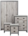 GFW Boston 4 Piece 3 Door Wardrobe Set - Grey