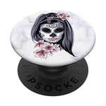 White Sugar Skull Cell Phone Button Holder Pop Out Back Knob PopSockets PopGrip - Support et Grip pour Smartphone/Tablette avec un Top Interchangeable