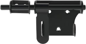 Verrou De Porte Verrou Porte Coulissante, Verrou Porte Interieure Serrure Porte, Loquet Porte Exterieur Avec Trou Pour Cadenas, Longeur 15Cm En Acier Inoxydable Noir, Ems350U-B