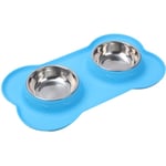 Double Bol AntidéRapant pour Chien avec Coussin en Silicone Mangeoire à en Acier Inoxydable Durable Alimentation pour Animaux de Compagnie Chien Chat