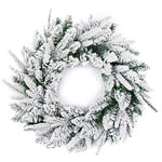 SHATCHI 55cm Christmas Wreath Lapland Fir for Fireplaces Home Wall Door Stair Snow Flock Artificial Xmas Tree Garden Yard Decorations