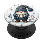 Blue Snowflake Pattern For Women Hot Cocoa Gnome For Xmas PopSockets PopGrip Adhésif