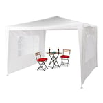 Relaxdays Tonnelle pavillon chapiteau pergola Festival 3x3 m, 2 côtés fenêtres métal PE Tente de Jardin, Blanc, 300 x 300 x 250 cm