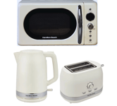 Hamilton Beach Ella Latte Cream Kettle 2 Slice Toaster & Microwave Matching Set