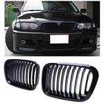 ZMMWDE Grilles de Rein Avant compatibles Noir Brillant 51138208489 5 ,pour BMW E46 Série 3 320I 325I 325Xi 323I 328I 330I 4D 4 Portes 1998-2001