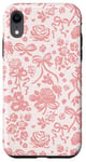 iPhone XR Coquette Coral Lace with Bows and Roses Case