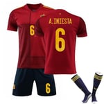 Spanien Jersey Fotboll T-shirts Set för barn/ungdomar A.INIESTA6home Kids 28(150-160CM)