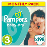 Pampers Baby-Dry Nappies Monthly Saving Pack - Size 3 Pack of 198