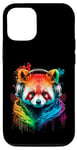 iPhone 12/12 Pro Rainbow Dj Red Panda With Headphones Case