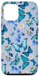 iPhone 12/12 Pro Blue Butterflies and Flowers on Light Periwinkle Blue Case