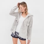 LH - veste de pyjama plaid à capuche gris femme