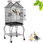 Yaheetech Volière Oiseau Cage à Oiseaux pour Canaries Grosses Perruches Canaris Calopsitte Inséparable avec Support détachable 59,5 x 59,5 x 145 cm