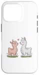 Coque pour iPhone 16 Pro Llama Love Heart Flower Cute Women Kids Men Valentines Day