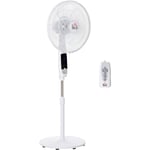 Homcom - Ventilateur sur pied ø 45 cm hauteur réglable oscillant silencieux 50 w avec télécommande timer 3 modes 3 vitesses blanc