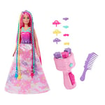 Barbie Doll, Fantasy Hair with Braid and Twist Styling, Rainbow Extensions, Twisting Tool with Accessories, JCW55