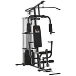 Gym Multigym Fitnessstation Multigym Med Vikter, Lat Pull-Down & Leg Curl, Metall & Pu Syntetiskt Läder, Svart