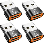 Adaptateur USB vers USB C Lot de 4, Adaptateur USB C Femelle vers USB A Mâle Compatible avec iPhone 11 12 13 14 15 Pro Max Apple Watch Airpods, Samsung Galaxy S23 S22 S21