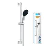 GROHE Vitalio Start 110 - Shower Set (Round 11 cm Hand Shower 3 Sprays: Rain, Jet & Massage, Anti-Limescale System, Shower Hose 1.75 m, Rail 60 cm), Easy to Fit with GROHE QuickGlue, Chrome, 26032001
