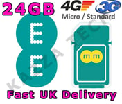 EE 4G PAYG 24GB 12 MONTHS INTERNET SIM CARD DATA PRE-LOADED 3G TABLET MIFI 12GB