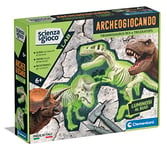 Clementoni - Science Lab-Archaeogiocing-T-Rex et Triceratops-Dinosaures, Fossiles à Creuser et Assembler, kit archéologue, Jeu Scientifique 7 Ans, fabriqué en Italie, Couleur, 19345